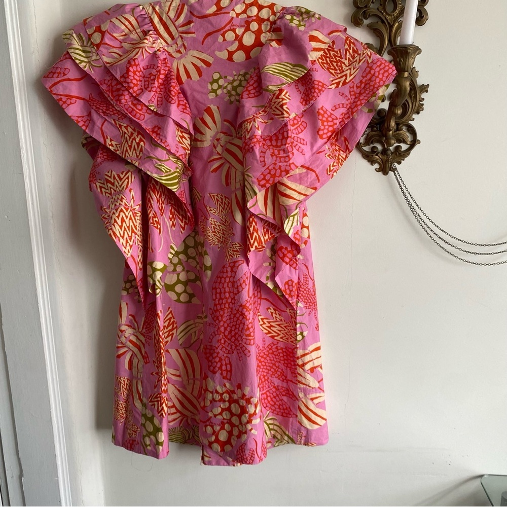 FARM RIO MIXED LOBSTERS RUFFLE MINI DRESS - Picture 10 of 16